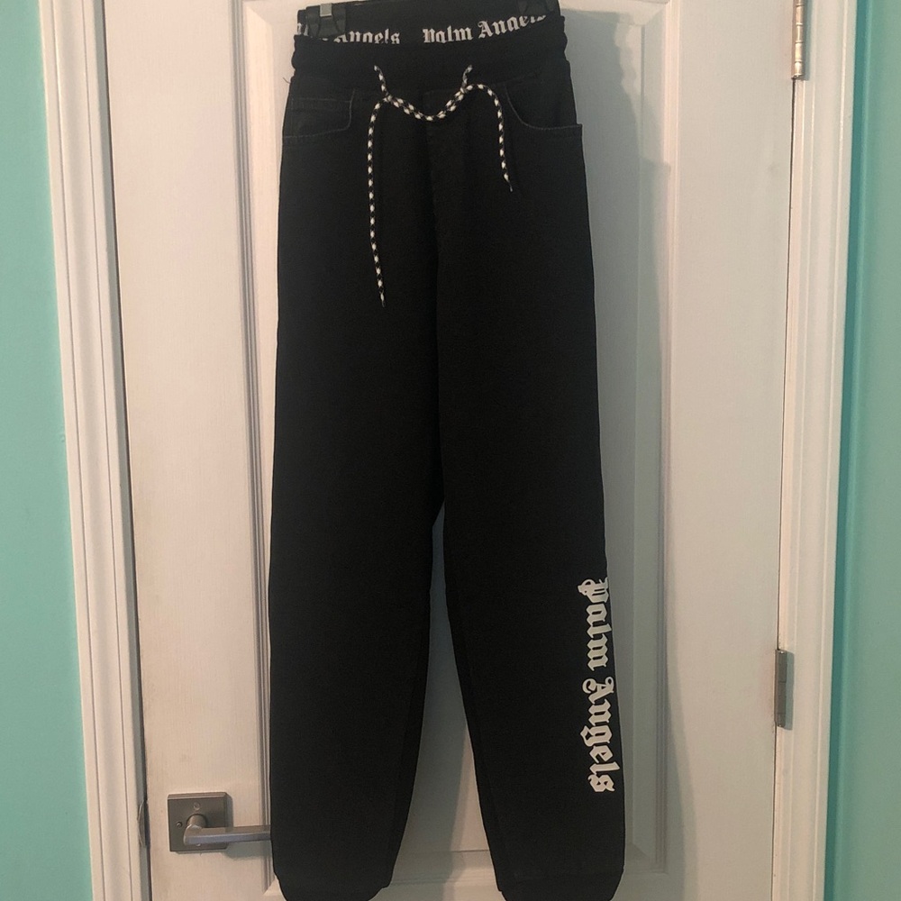 Palm Angels Black Kids Logo Joggers with Contrast Drawstring